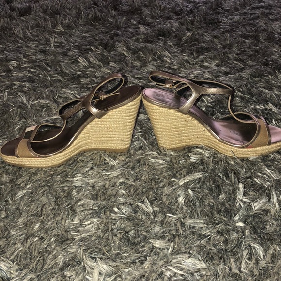 Burberry leeham metallic leather canvas wedges - Picture 3 of 7